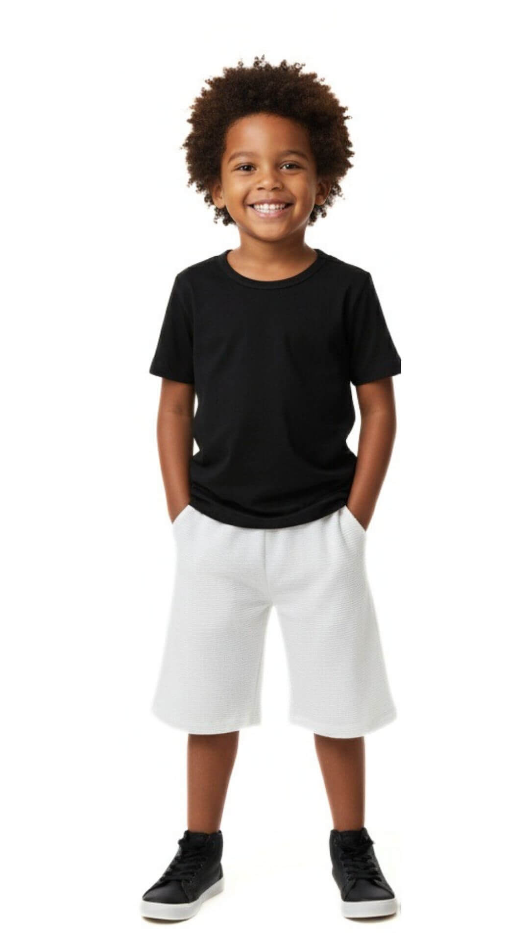 Conjunto Masculino Infantil Camiseta + Bermuda canelada - Tamanho 6 ao 10