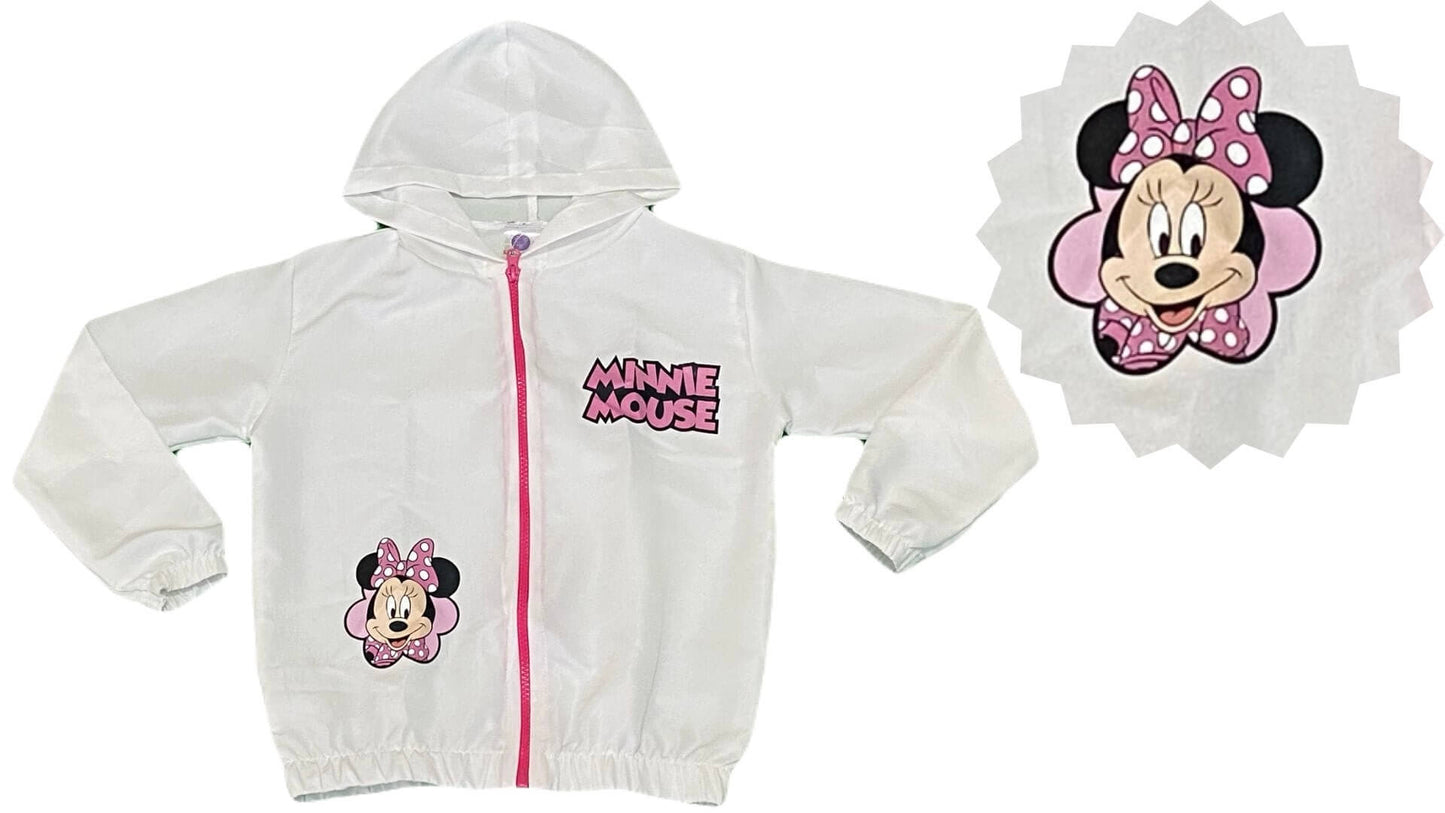 Jaqueta Corta Vento Infantil Feminina Minnie Branca - Tamanhos 6 e 12