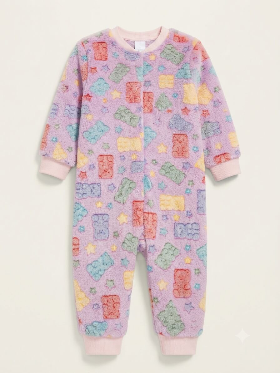 Macacão Pijama Feminino Fleece Mantinha de Bebê - Tamanhos do 1 ao 3
