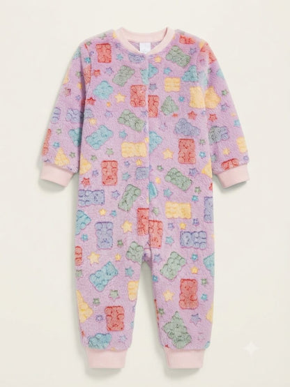 Macacão Pijama Feminino Fleece Mantinha de Bebê - Tamanhos do 1 ao 3