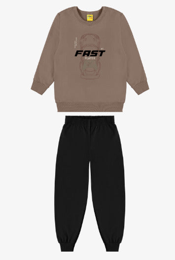 Conjunto Infantil Masculino blusão e calça - Meia Estação - Tamanhos do 10 ao 16