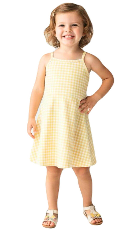 Vestido infantil Xadrez Amarelo - tamanho 1 - Rovitex