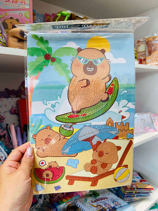 Kit de pintura fofo com diamante da Capivara
