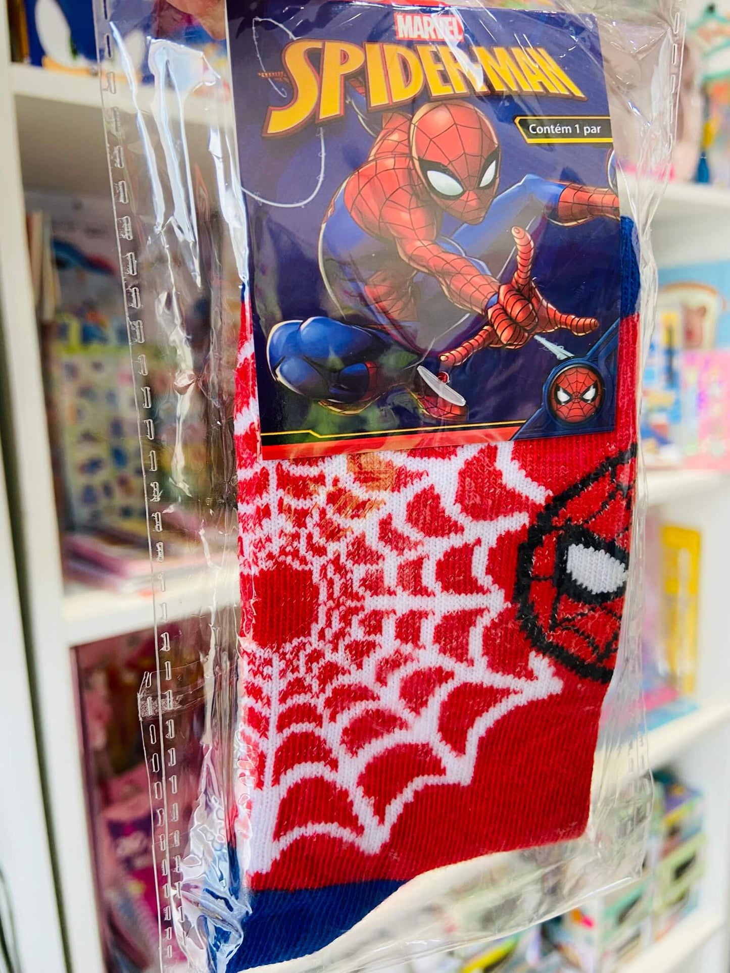 Meia cano médio Homem Aranha - Tamanhos do 4 ao 8