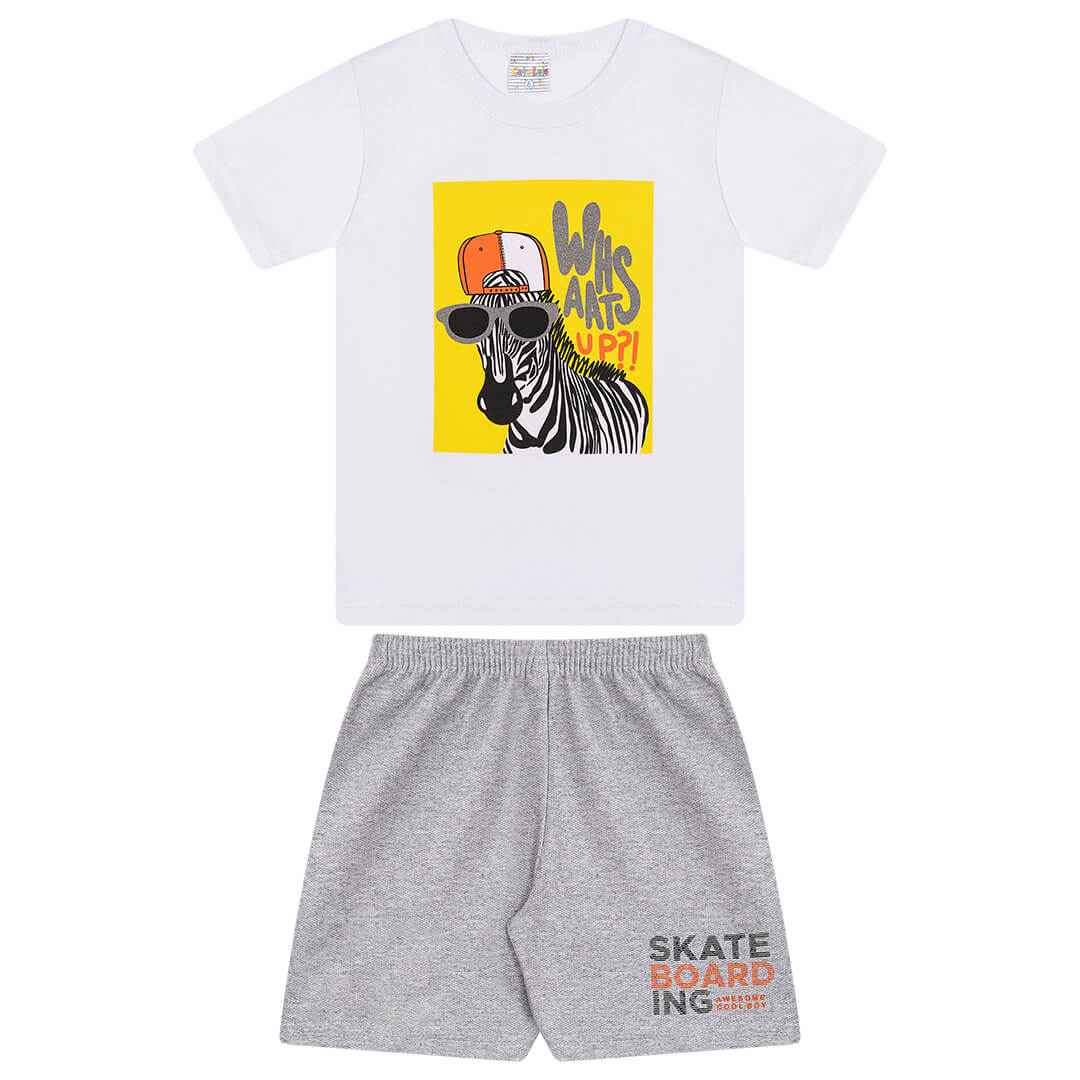 Conjunto Verão Masculino 2 peças Camiseta + Bermuda Moletinho - do 4 ao 8