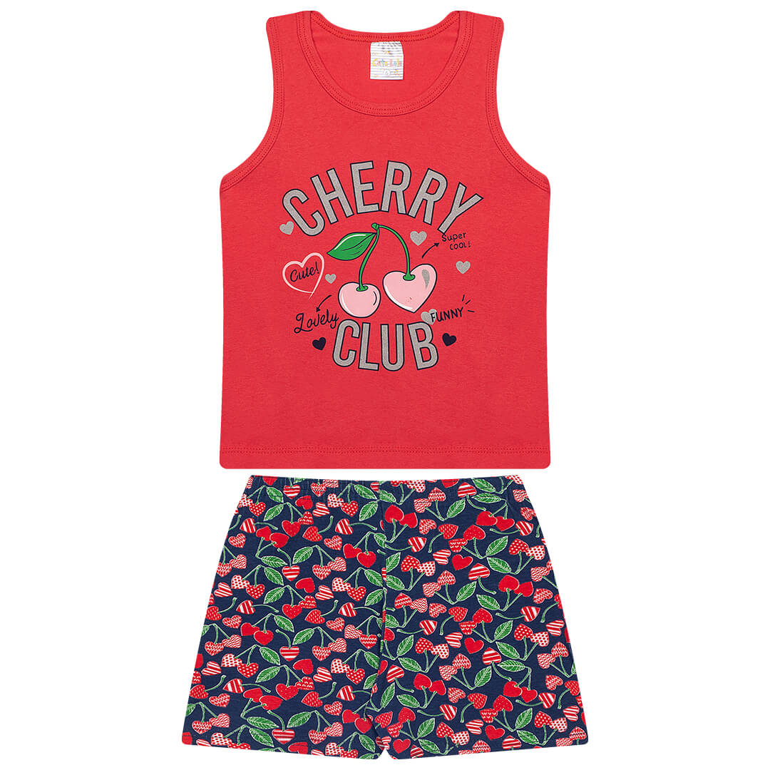 Conjunto Verão Feminino 2 Peças Regata + Bermuda em Cotton - do 4 ao 8