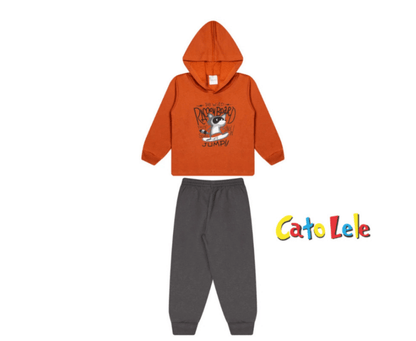 Conjunto 2 peças Masculino Inverno - Blusa Com Capuz e Calça Moletom Peluciada! Veste do 1 ao 3