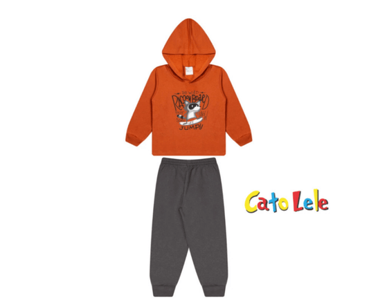 Conjunto 2 peças Masculino Inverno - Blusa Com Capuz e Calça Moletom Peluciada! Veste do 1 ao 3
