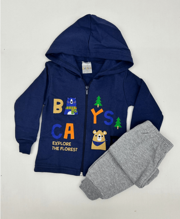 Conjunto 2 peças Masculino  Meia Estação - Jaqueta Com Capuz e Calça Moletom Peluciada! Veste do 1 ao 3