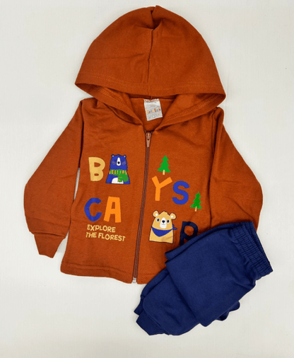 Conjunto 2 peças Masculino  Meia Estação - Jaqueta Com Capuz e Calça Moletom Peluciada! Veste do 1 ao 3