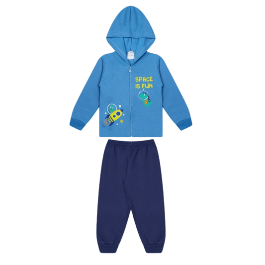 Conjunto 2 peças Masculino  Meia Estação - Jaqueta Com Capuz e Calça Moletom Peluciada! Veste do 1 ao 3