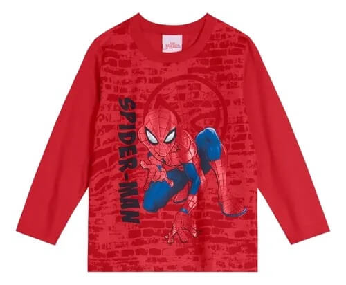 Camiseta manga longa Homem Aranha Brandili - Tamanhos do 4 ao 10