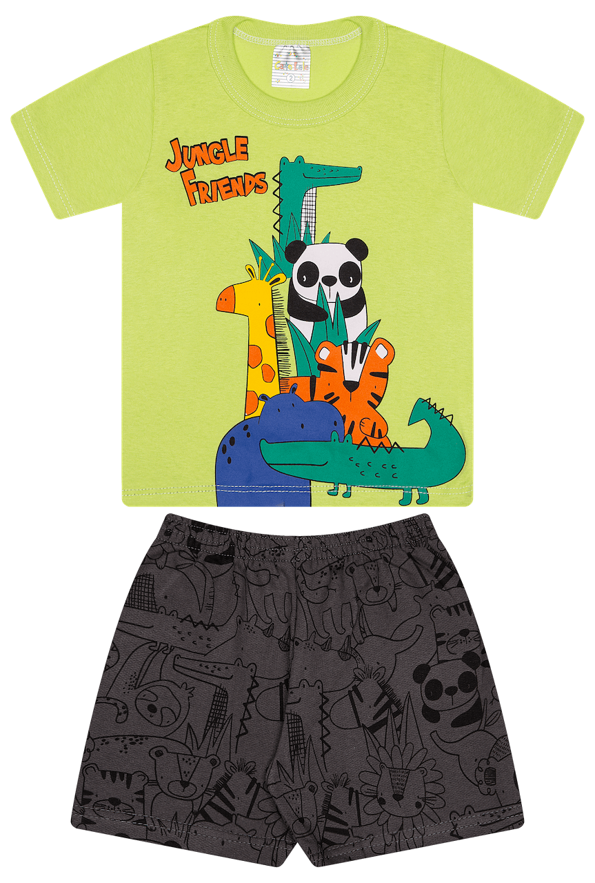Conjunto Verão Masculino 2 peças Camiseta + Shorts Moletinho - do 1 ao 3