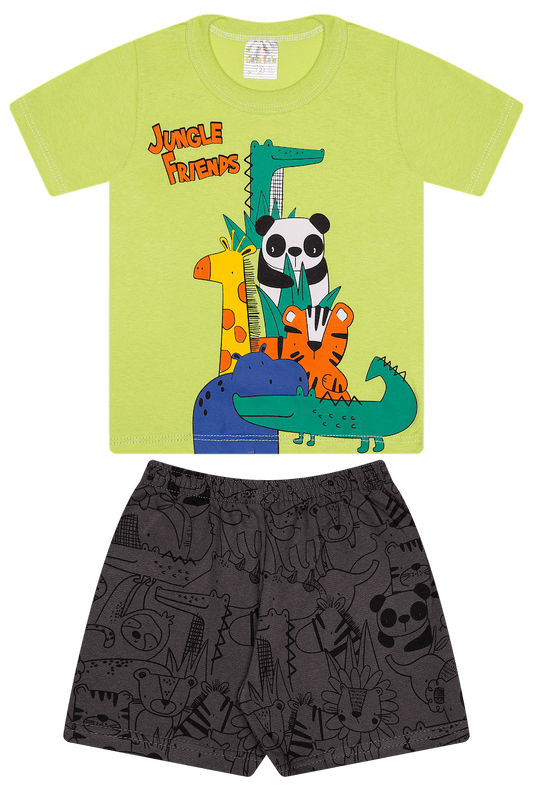 Conjunto Verão Masculino 2 peças Camiseta + Shorts Moletinho - do 1 ao 3