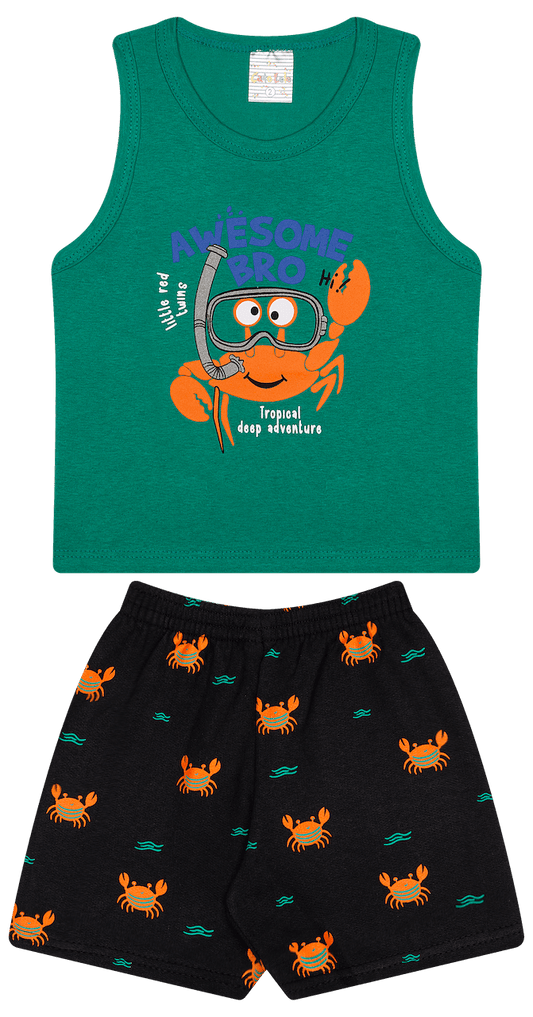Conjunto Verão Masculino 2 peças Regata + Bermuda Moletinho - do 1 ao 3