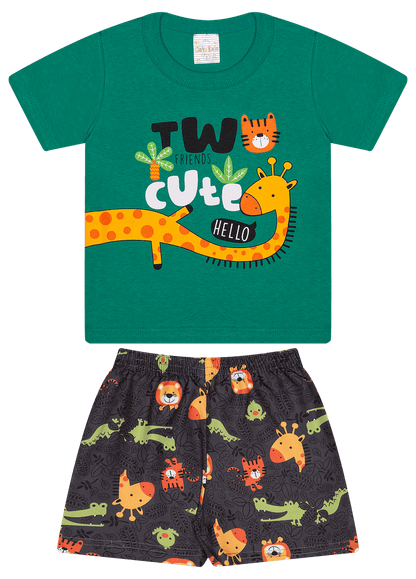 Conjunto Verão Masculino 2 peças Camiseta + Shorts Tactel - do 1 ao 3