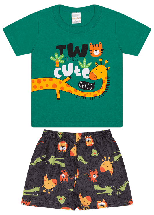 Conjunto Verão Masculino 2 peças Camiseta + Shorts Tactel - do 1 ao 3