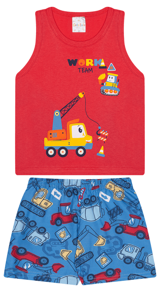 Conjunto Verão Masculino 2 peças Regatinha + Shorts Tactel - do 1 ao 3