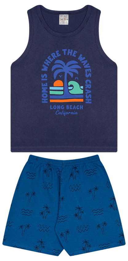 Conjunto Verão Masculino 2 peças Regata + Bermuda Moletinho - do 4 ao 8
