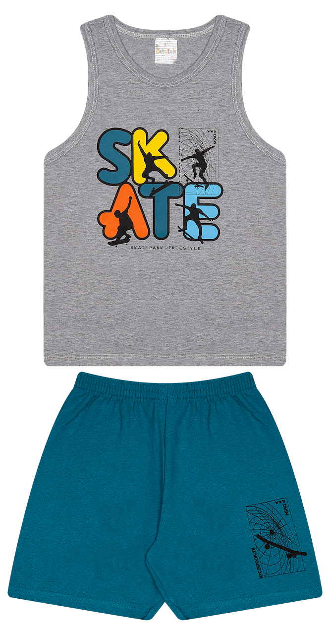 Conjunto Verão Masculino 2 peças Regata + Bermuda Moletinho - do 4 ao 8
