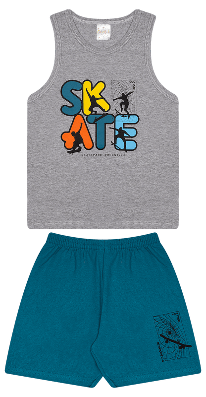 Conjunto Verão Masculino 2 peças Regata + Bermuda Moletinho - do 4 ao 8
