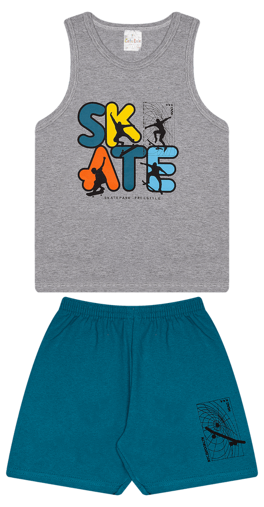 Conjunto Verão Masculino 2 peças Regata + Bermuda Moletinho - do 4 ao 8