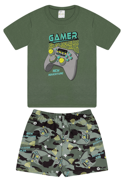 Conjunto Verão Masculino 2 peças Camiseta + Shorts Tactel - do 4 ao 8