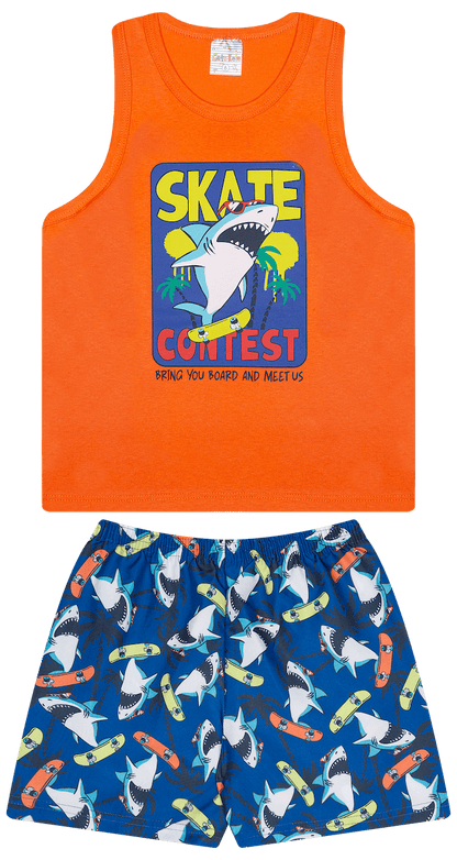 Conjunto Verão Masculino 2 peças Regatinha + Shorts Tactel - do 4 ao 8