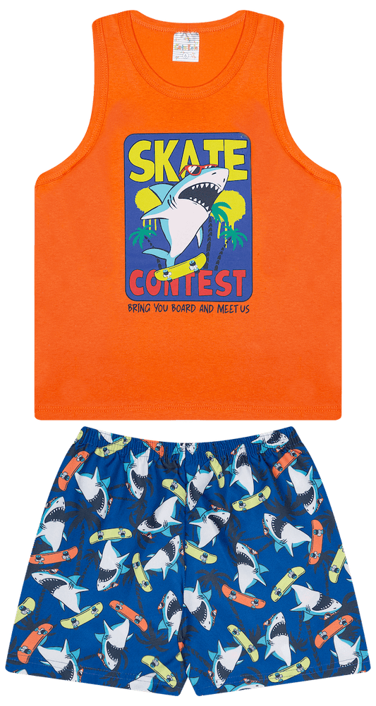 Conjunto Verão Masculino 2 peças Regatinha + Shorts Tactel - do 4 ao 8