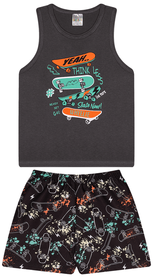 Conjunto Verão Masculino 2 peças Regatinha + Shorts Tactel - do 4 ao 8