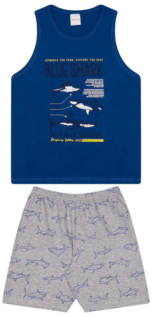 Conjunto Verão Masculino 2 peças Regata + Bermuda Moletinho - do 10 ao 14