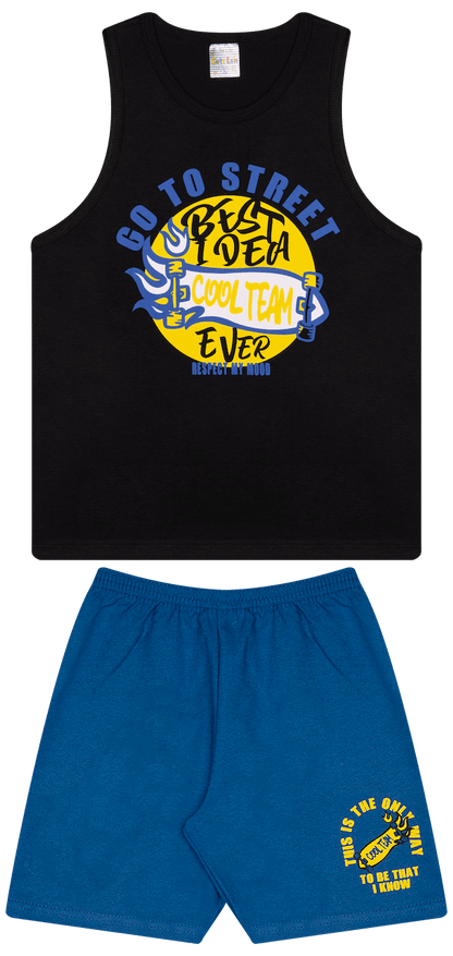 Conjunto Verão Masculino 2 peças Regata + Bermuda Moletinho - do 10 ao 14
