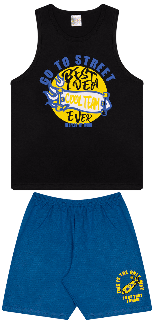 Conjunto Verão Masculino 2 peças Regata + Bermuda Moletinho - do 10 ao 14