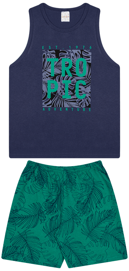 Conjunto Verão Masculino 2 peças Regata + Bermuda Moletinho - do 10 ao 14