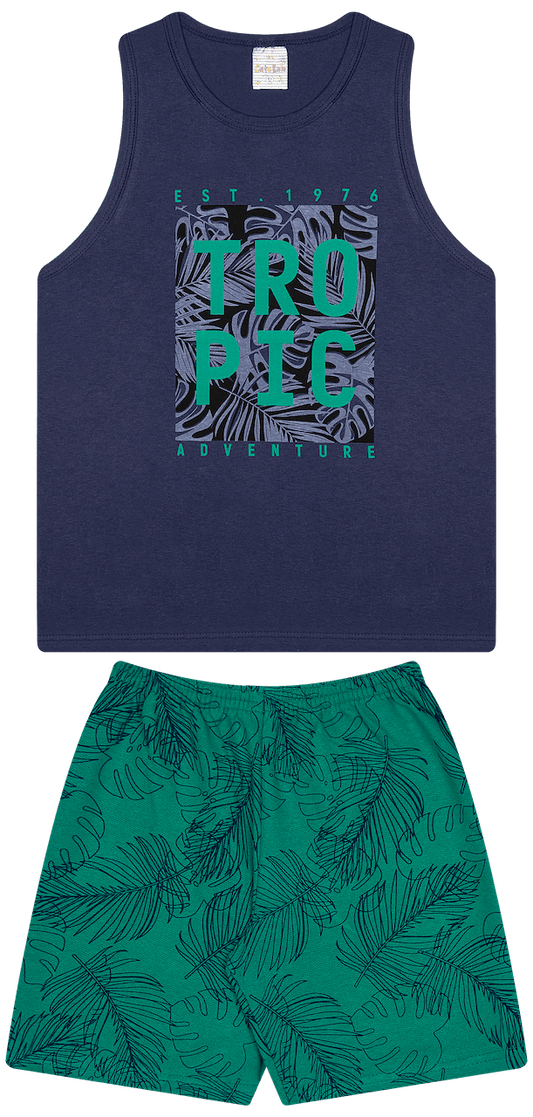 Conjunto Verão Masculino 2 peças Regata + Bermuda Moletinho - do 10 ao 14