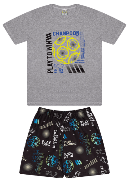 Conjunto Verão Masculino 2 peças Camiseta + Shorts Tactel - do 10 ao 14