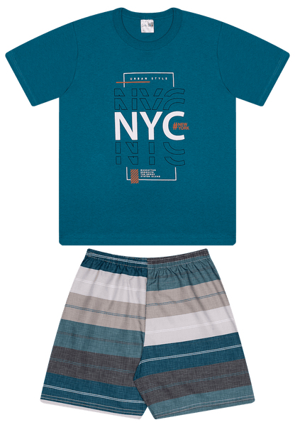 Conjunto Verão Masculino 2 peças Camiseta + Shorts Tactel - do 10 ao 14
