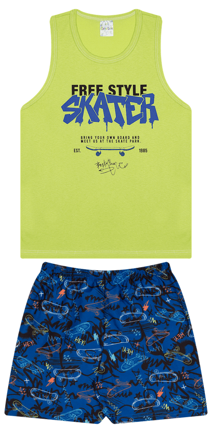 Conjunto Verão Masculino 2 peças Regatinha + Shorts Tactel - do 10 ao 14