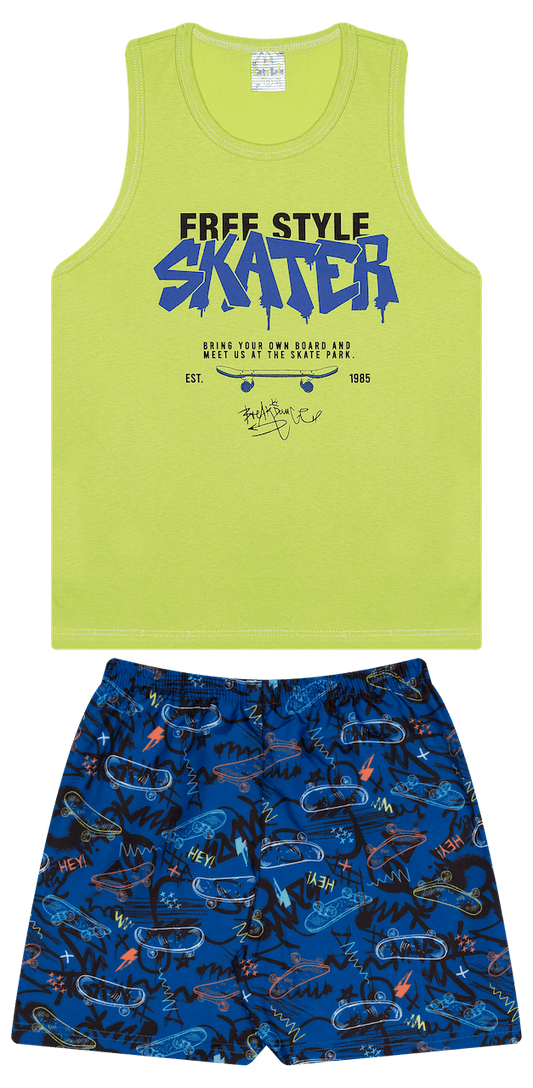 Conjunto Verão Masculino 2 peças Regatinha + Shorts Tactel - do 10 ao 14