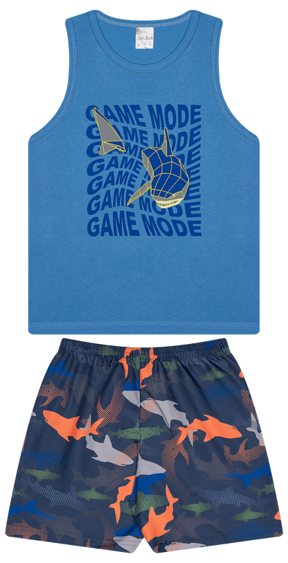 Conjunto Verão Masculino 2 peças Regatinha + Shorts Tactel - do 10 ao 14