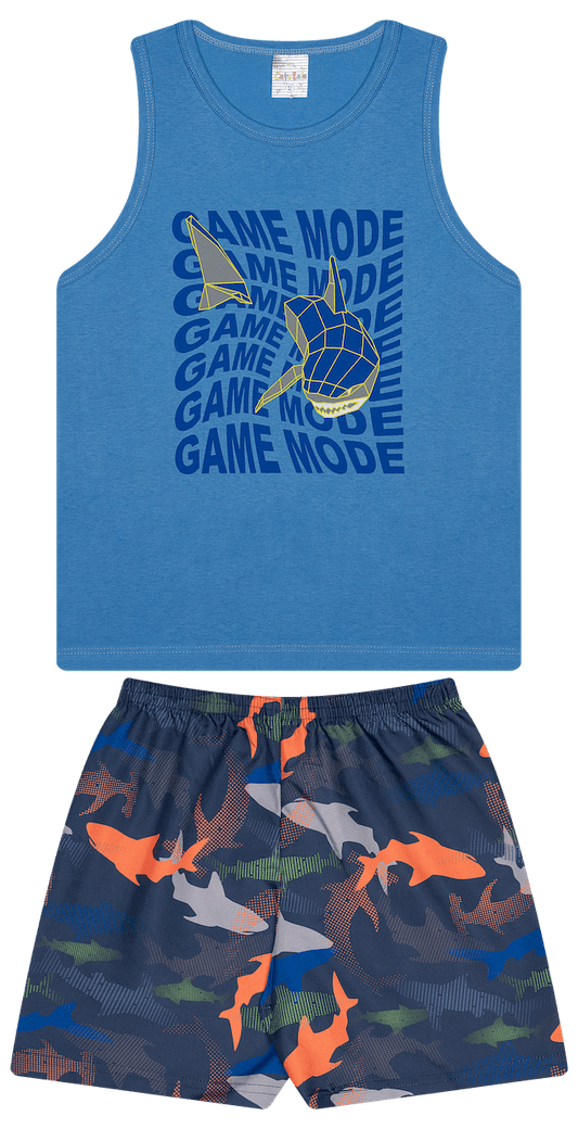 Conjunto Verão Masculino 2 peças Regatinha + Shorts Tactel - do 10 ao 14