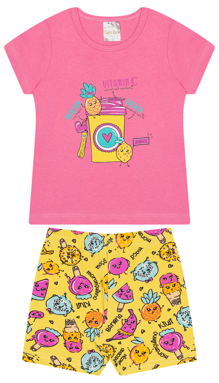 Conjunto Verão Feminino 2 Peças Blusa + Ciclista Cotton - do 1 ao 3