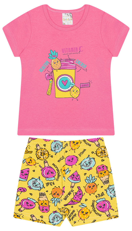 Conjunto Verão Feminino 2 Peças Blusa + Ciclista Cotton - do 1 ao 3