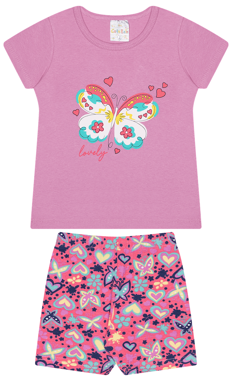 Conjunto Verão Feminino 2 Peças Blusa + Ciclista Cotton - do 1 ao 3