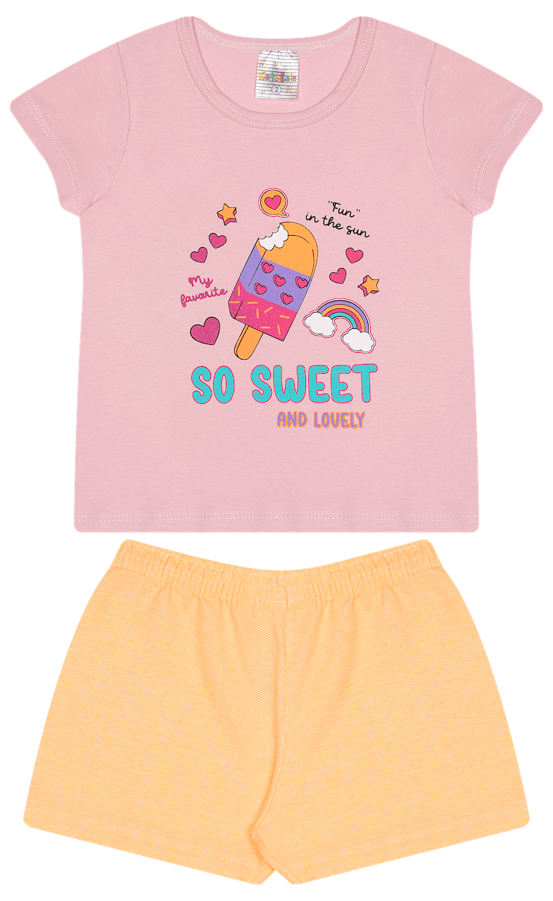 Conjunto Verão Feminino 2 peças Blusa + Moletinho - do 1 ao 3