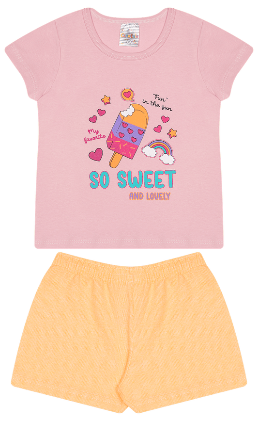 Conjunto Verão Feminino 2 peças Blusa + Moletinho - do 1 ao 3
