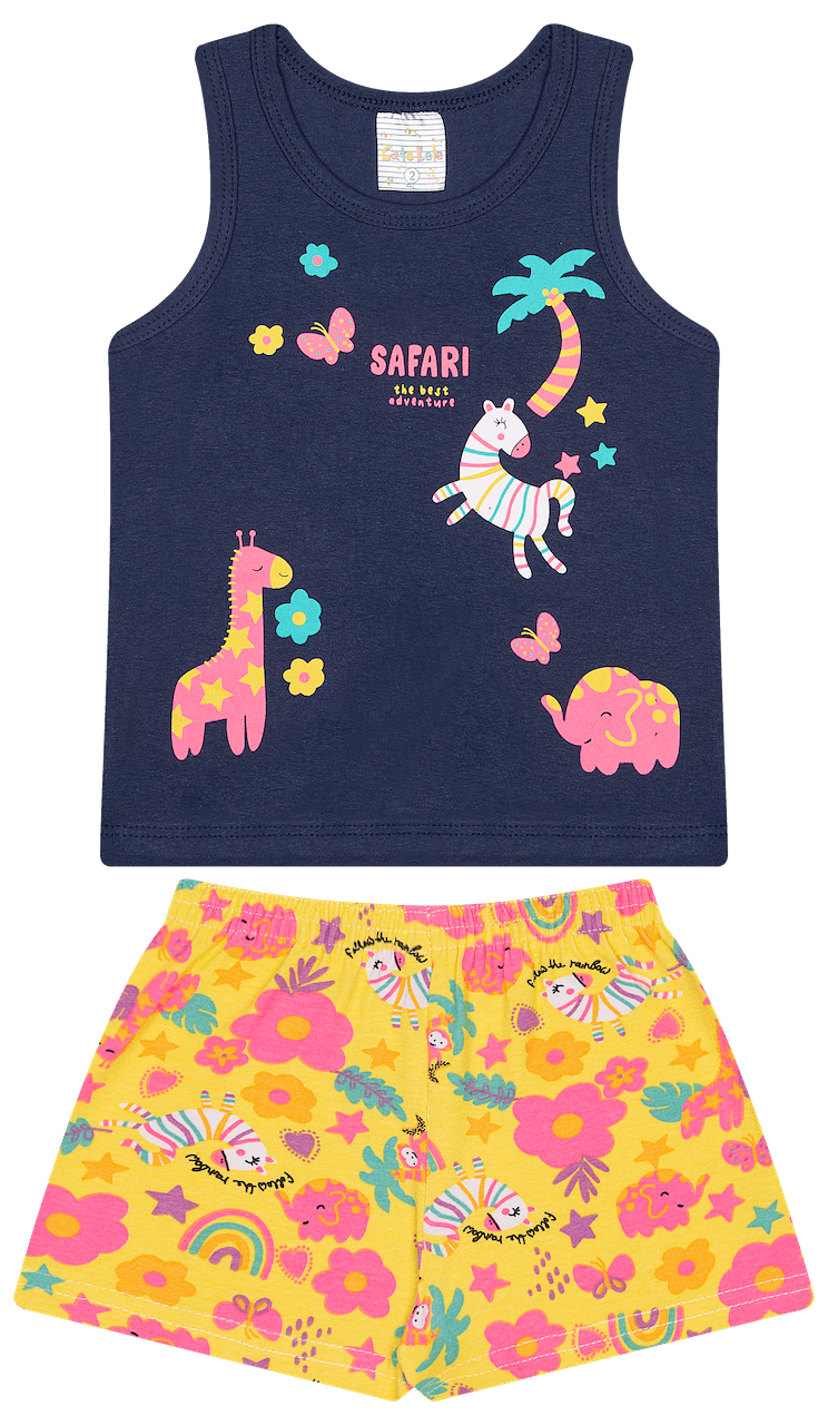 Conjunto Verão Feminino 2 peças Regata + Moletinho Cotton - do 1 ao 3