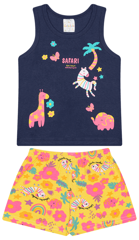 Conjunto Verão Feminino 2 peças Regata + Moletinho Cotton - do 1 ao 3