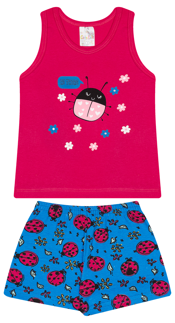 Conjunto Verão Feminino 2 peças Regata + Moletinho Cotton - do 1 ao 3