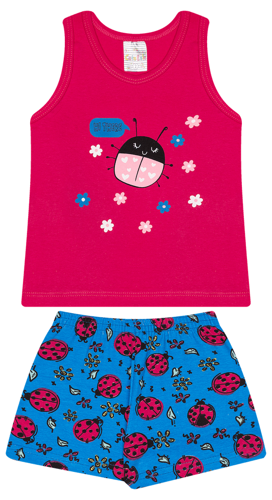 Conjunto Verão Feminino 2 peças Regata + Moletinho Cotton - do 1 ao 3